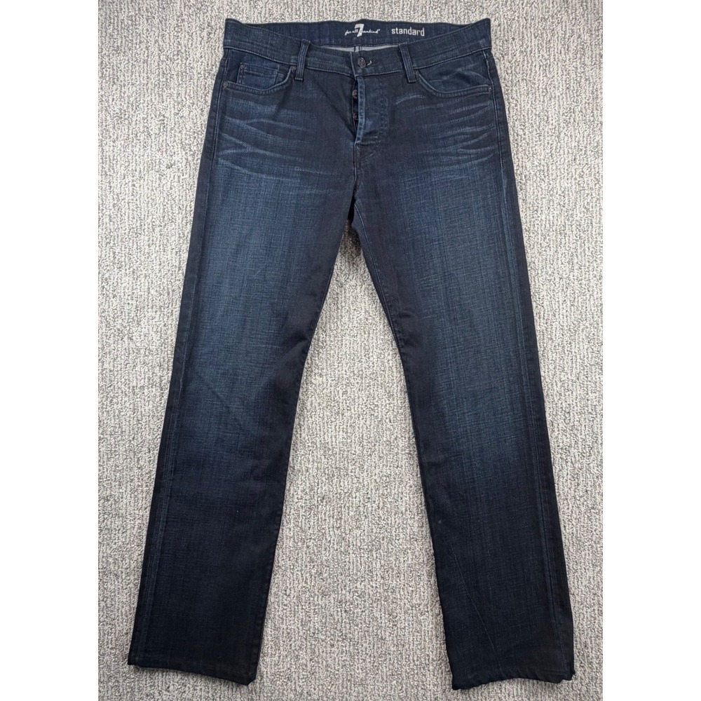 7 For All Mankind Standard Jeans Men 33 Dark Wash Indigo Straight Leg Button Fly